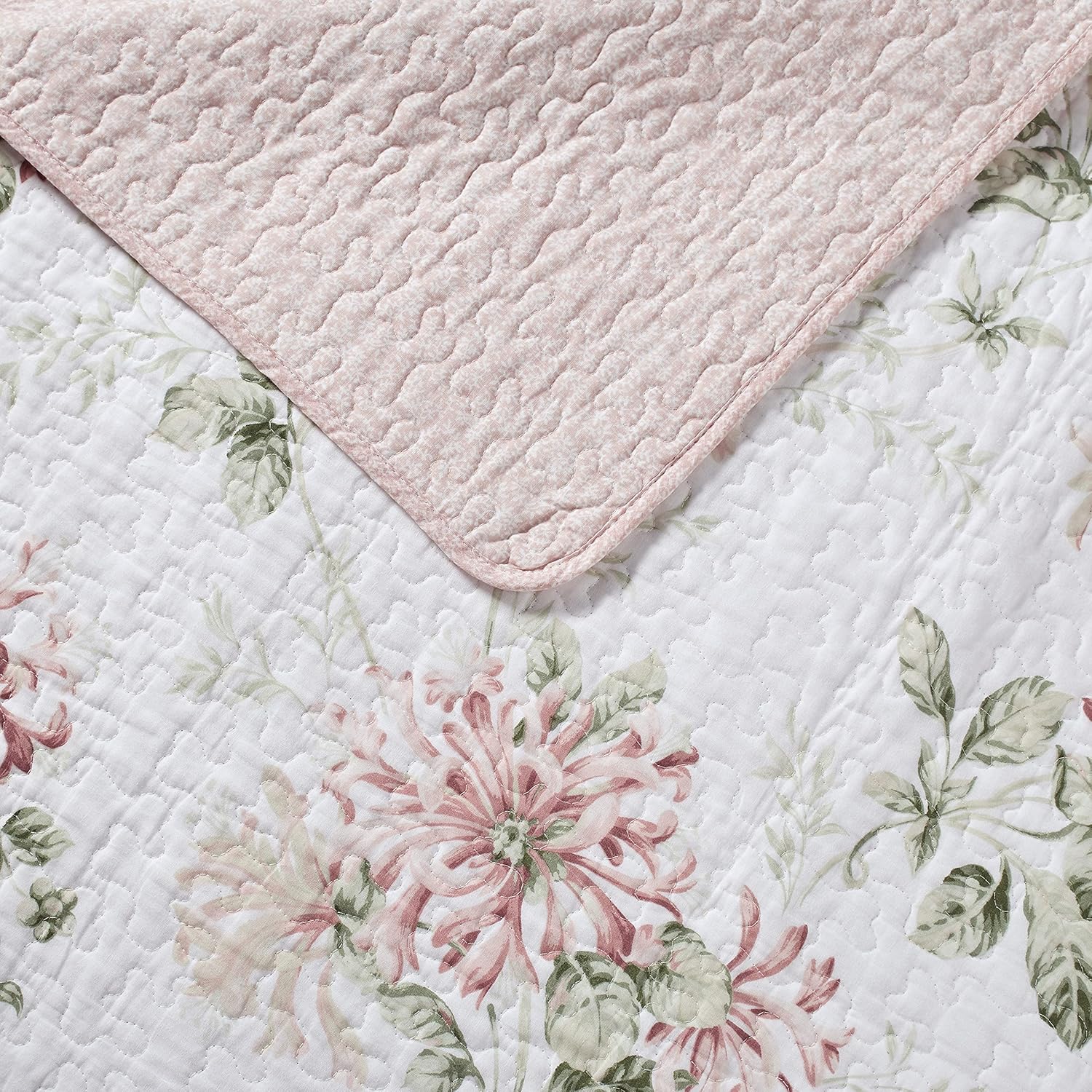 Laura Ashley Queen Quilt Set Honeysuckle Pink