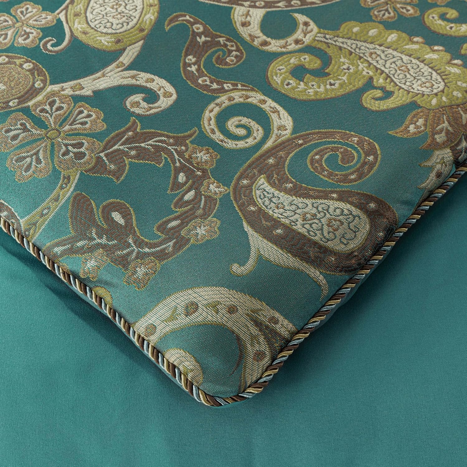 Chezmoi Adelle 7-Piece Paisley Comforter Set California King Teal 1