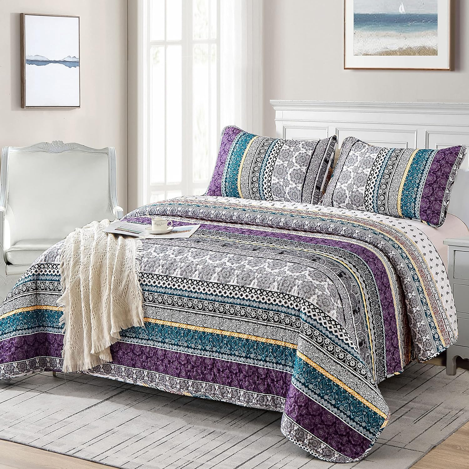 WONGS BEDDING Boho Quilt Set King Size