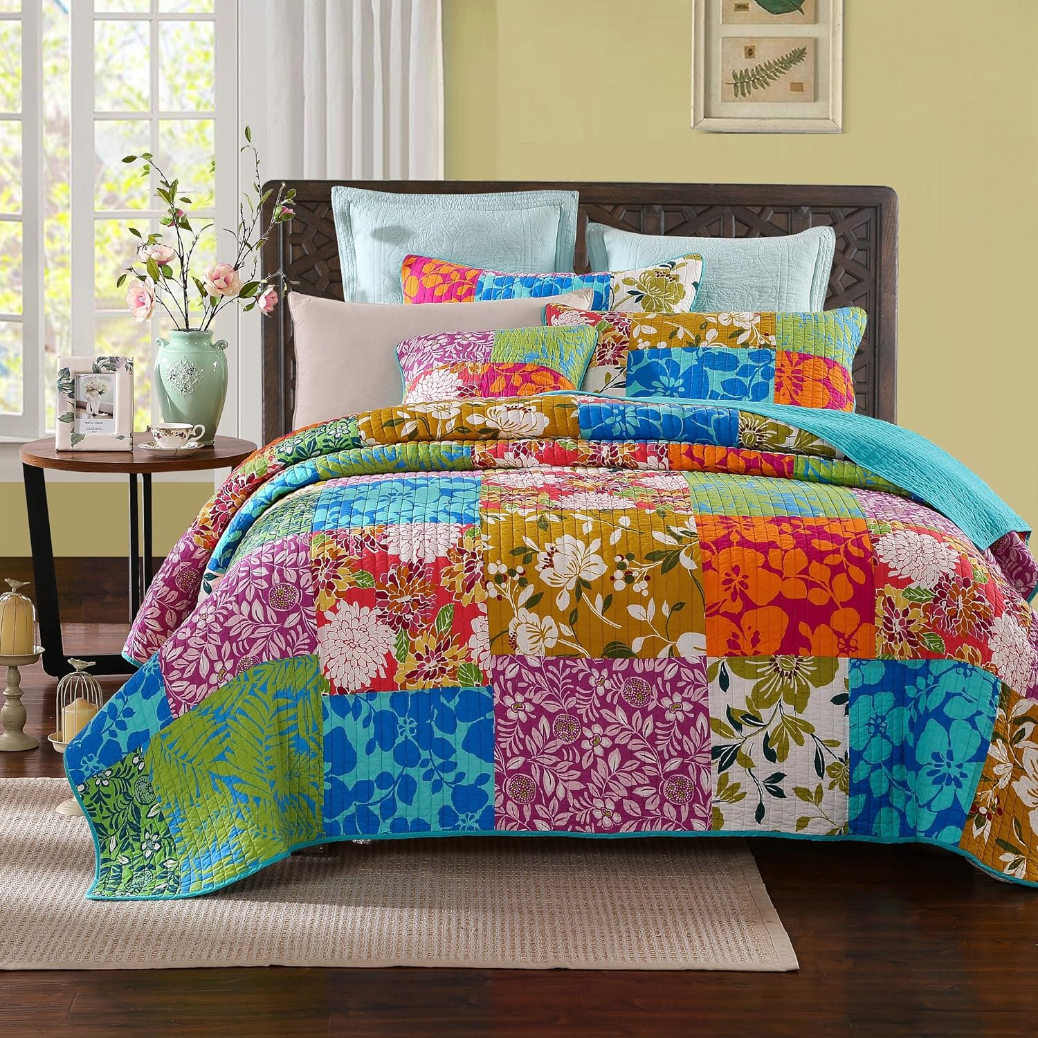 Tache Eclectic Floral Quilt Set Cal King