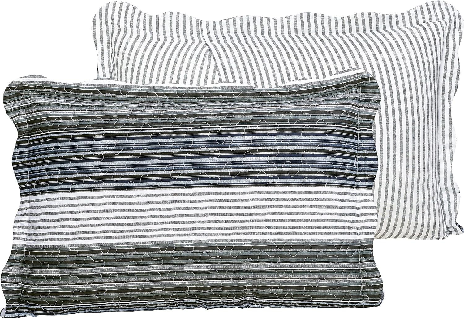 Brilliant Sunshine Multi Grey Striped Quilt Set