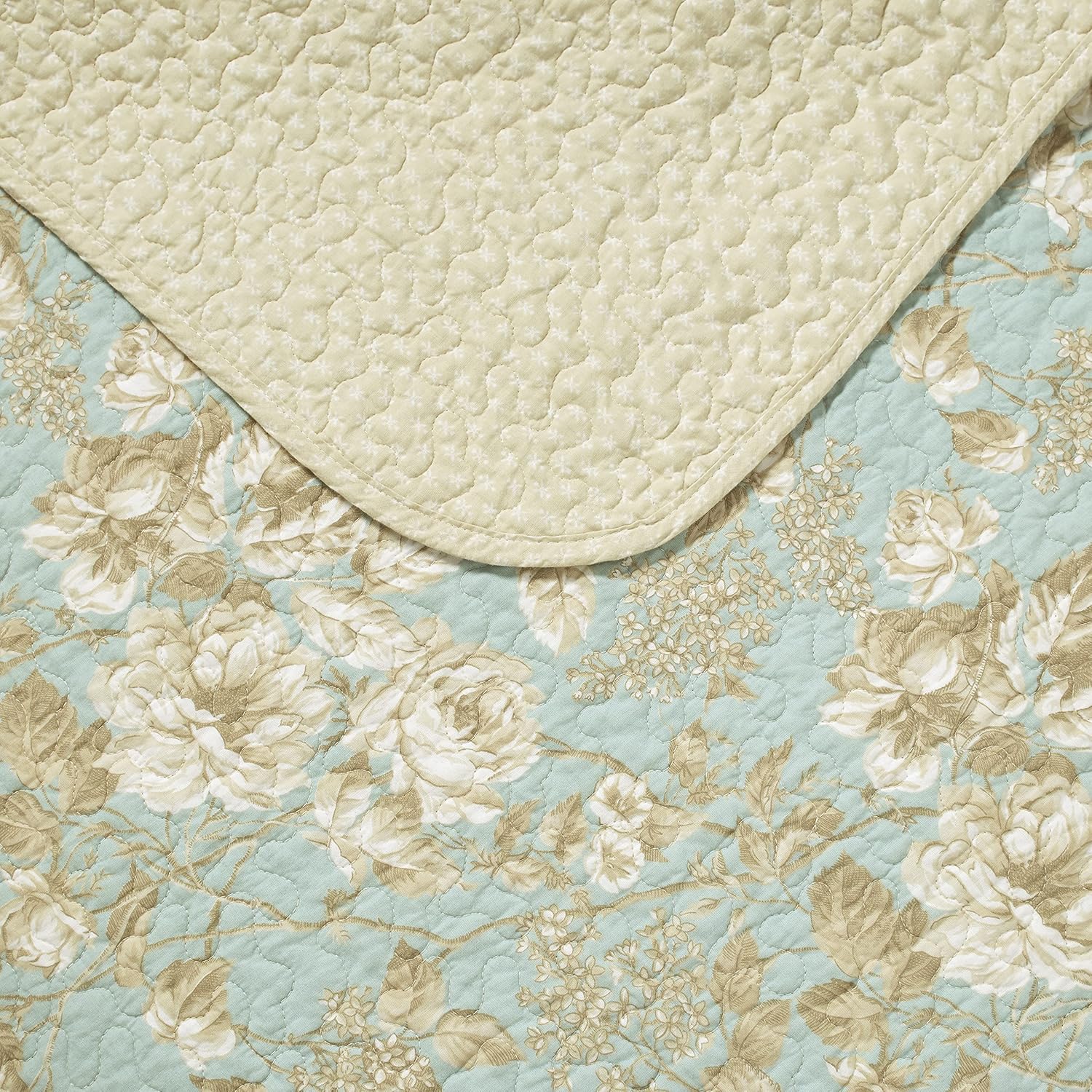 Laura Ashley King Quilt Set - Brompton Green 100 Cotton Reversible Bedding 1