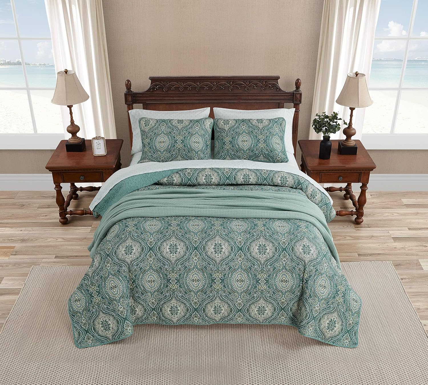 Tommy Bahama King Quilt Set in Turtle Cove Green