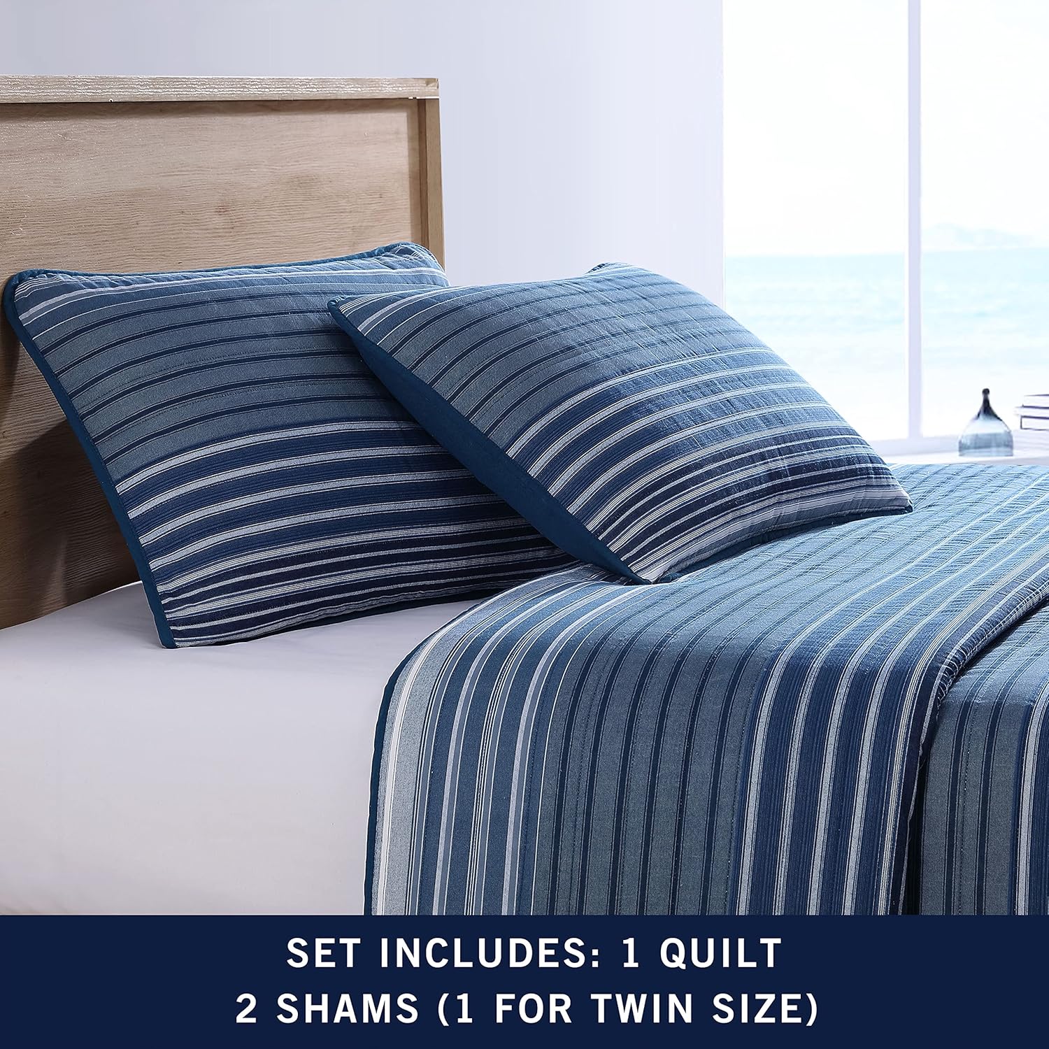 Nautica King Quilt Set - 100 Cotton Reversible Bedding 1