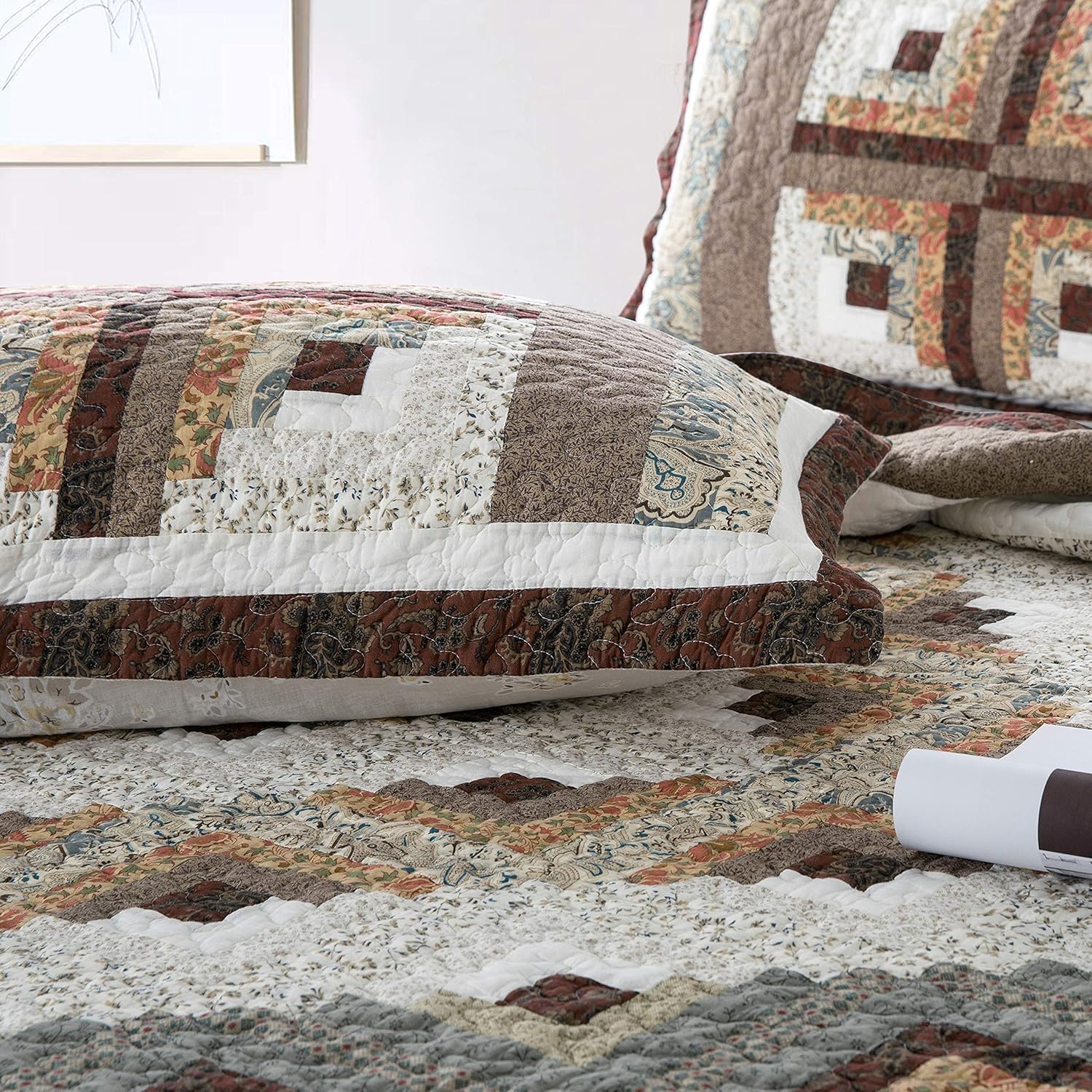 LIRISDOM King Size Quilt 3 Piece Patchwork Bedding Set