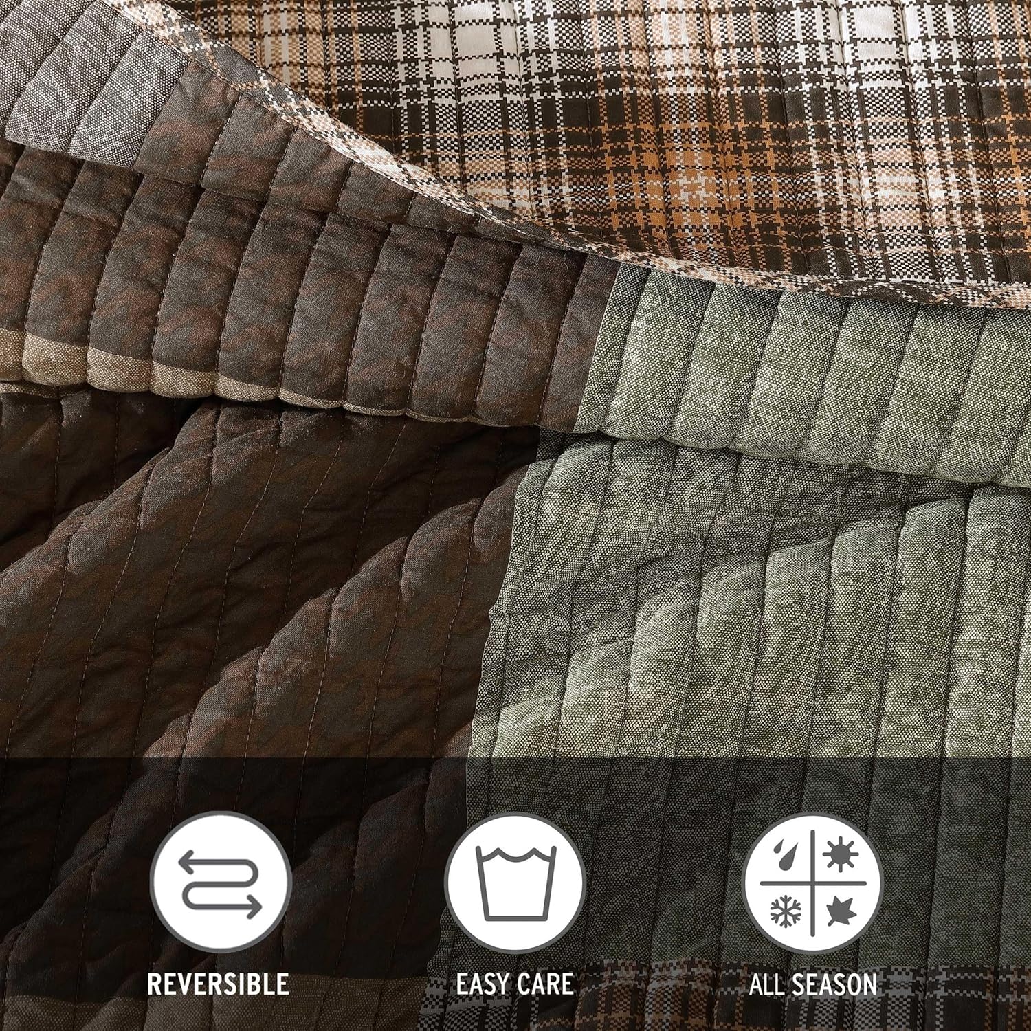 Eddie Bauer King Quilt Set - Classic Patchwork Green