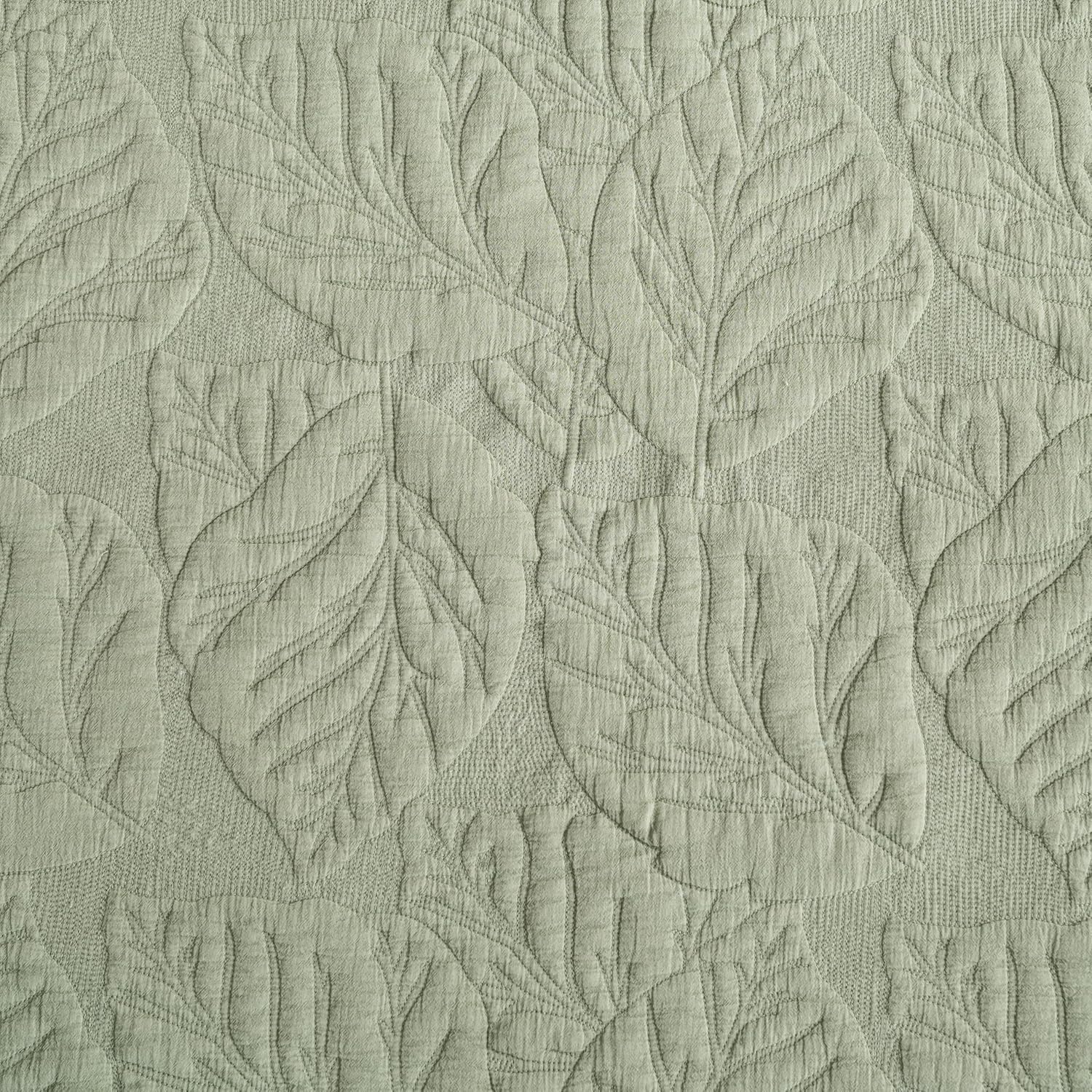 Texture Looms Cotton Quilt King Size Green Bedding Set