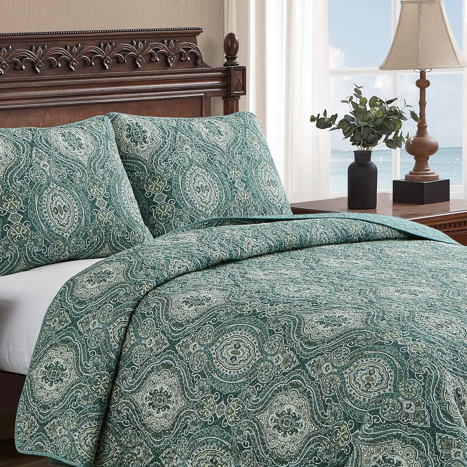 Tommy Bahama King Quilt Set in Turtle Cove Green