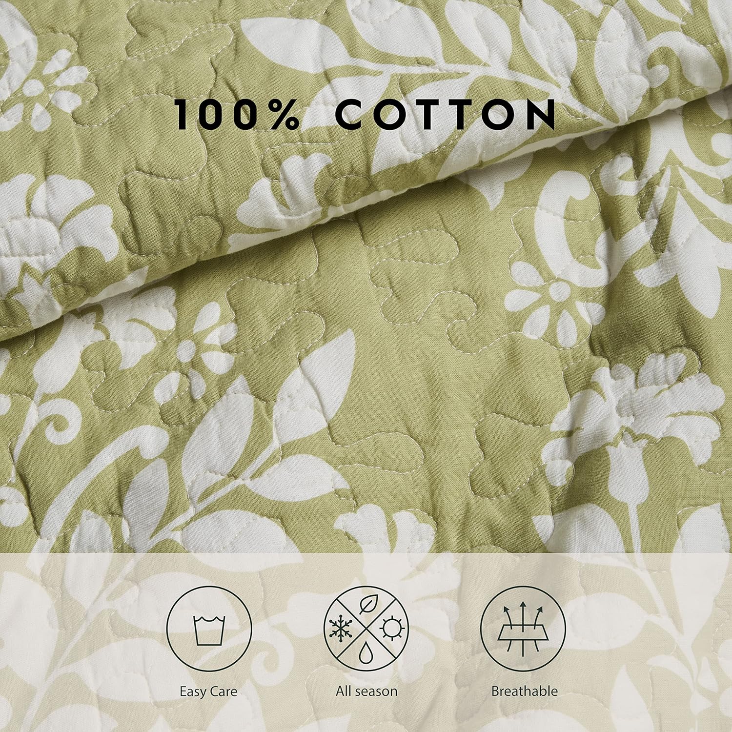 Laura Ashley Queen Quilt Set with Shams Reversible Cotton Bedding
