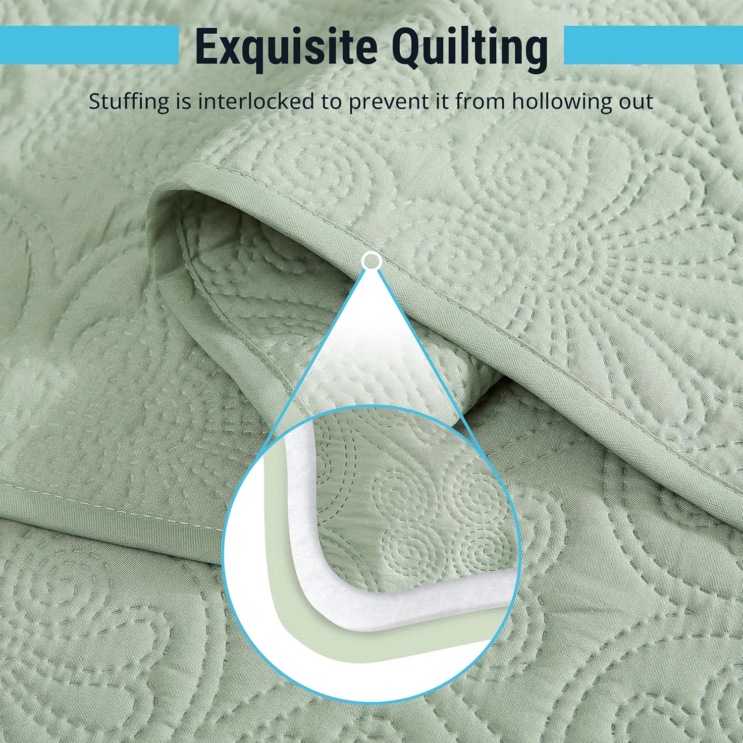 HLCME Benji 3-Piece Quilt Set Sage Green
