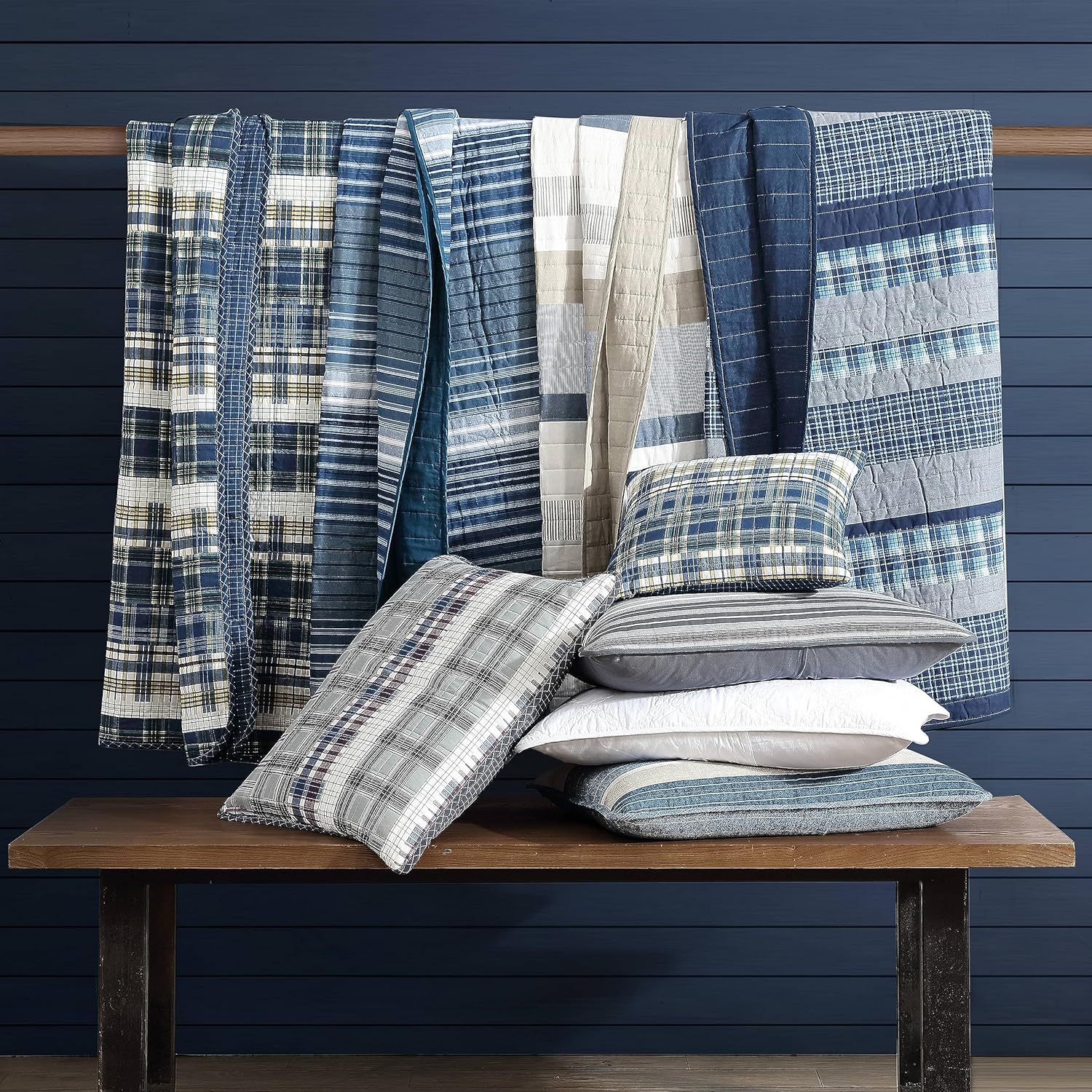 Nautica King Quilt Set - 100 Cotton Reversible Bedding 1