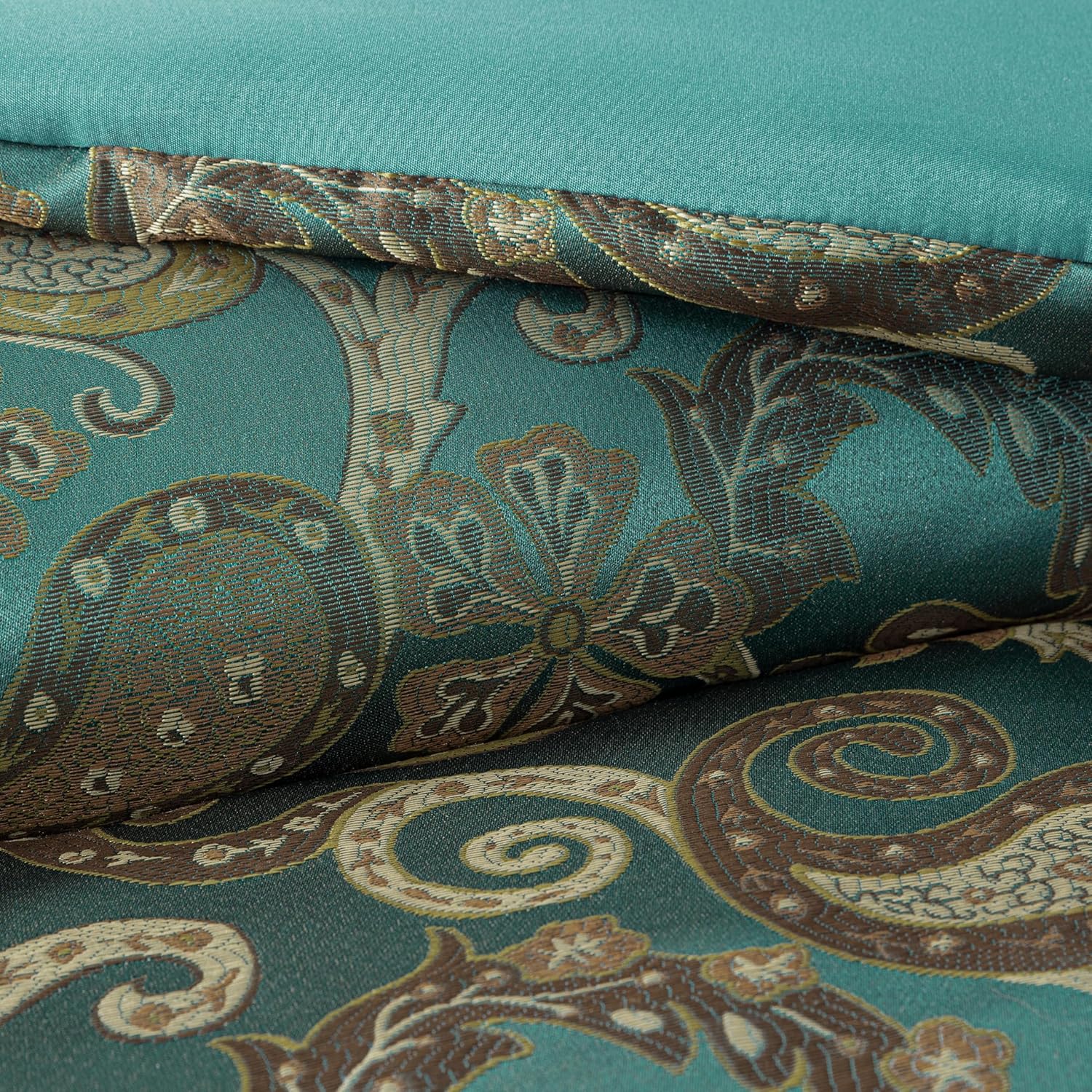 Chezmoi Adelle 7-Piece Paisley Comforter Set California King Teal 1