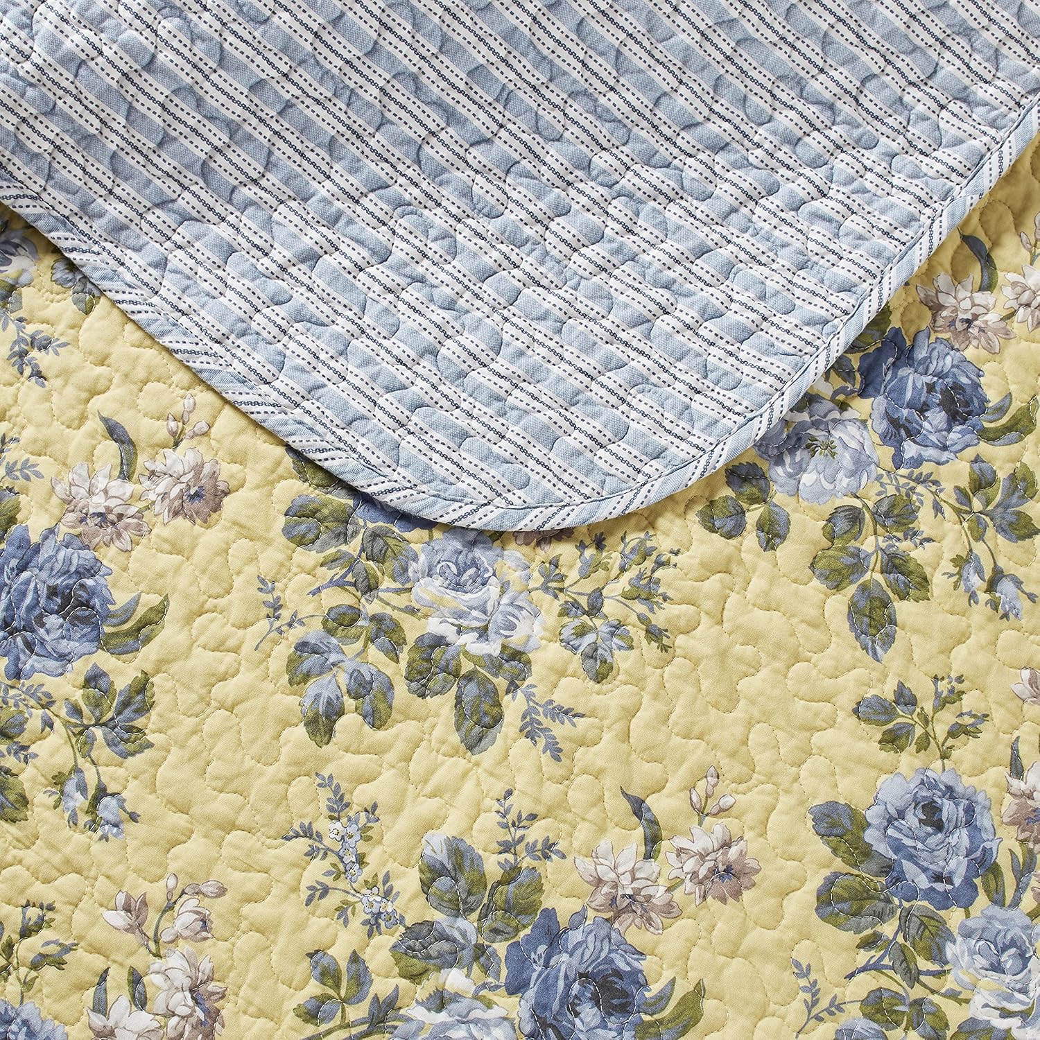 Laura Ashley Queen Quilt Set with Shams Linley Yellow