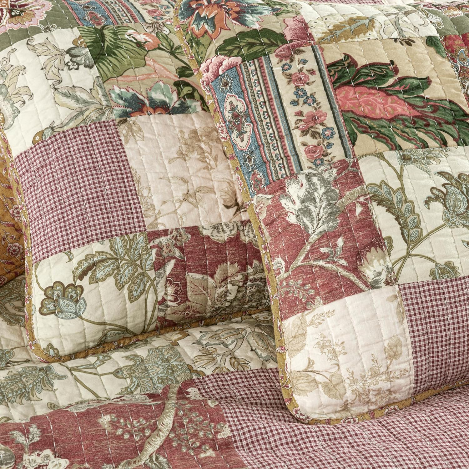 Chezmoi Delaney 3-Piece Floral Patchwork Quilt Set Queen