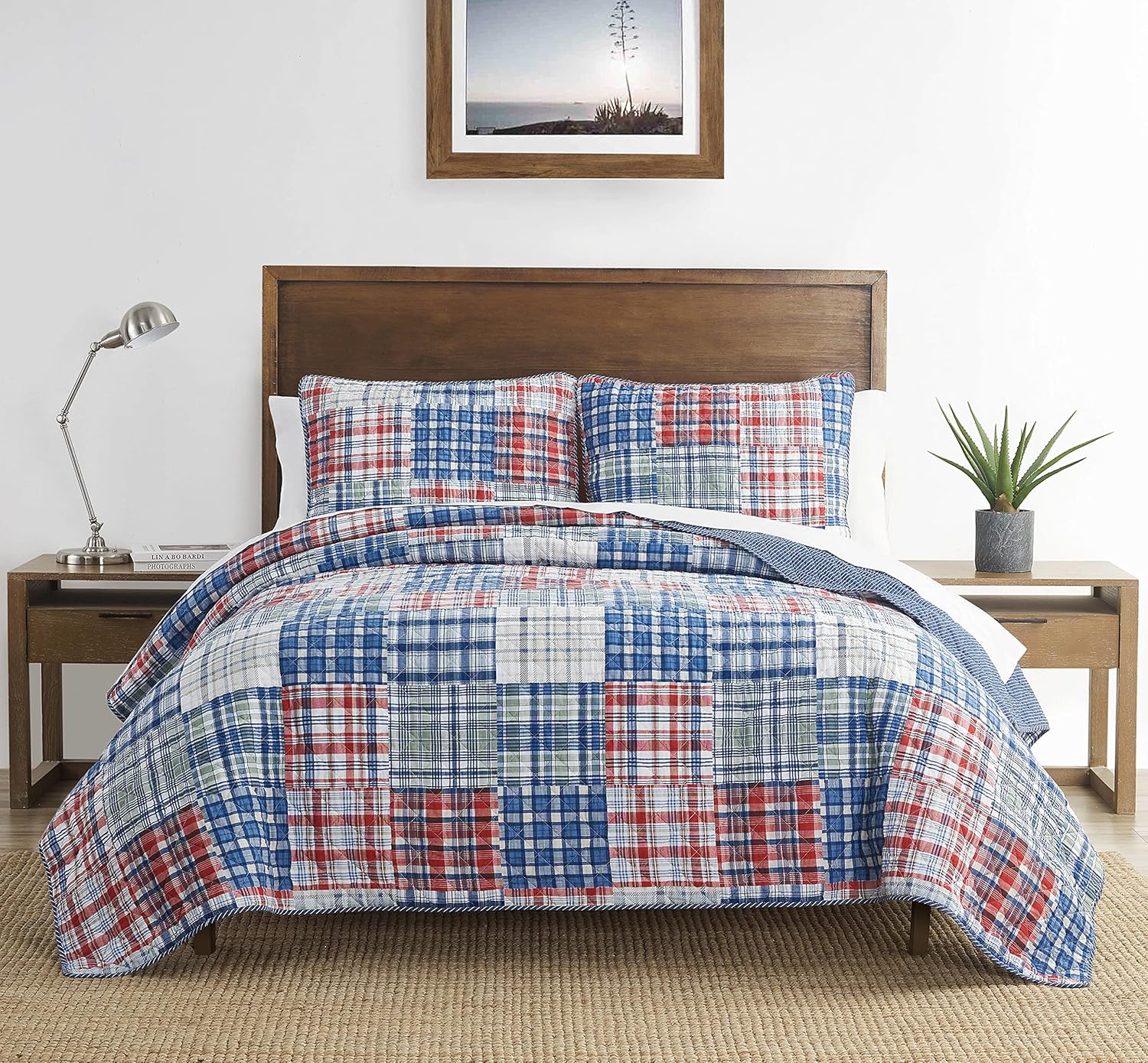 Nautica Queen Quilt Set with Reversible Design