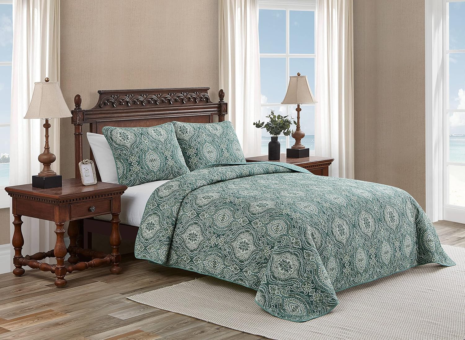 Tommy Bahama King Quilt Set in Turtle Cove Green